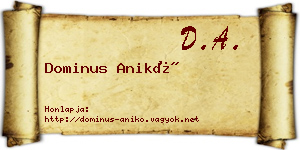 Dominus Anikó névjegykártya